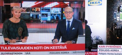 MTVn uutisissa 15.9.2017 mainostavat Kari Pyrhönen, Ripsa Koskinen ja Aaro Kajaste