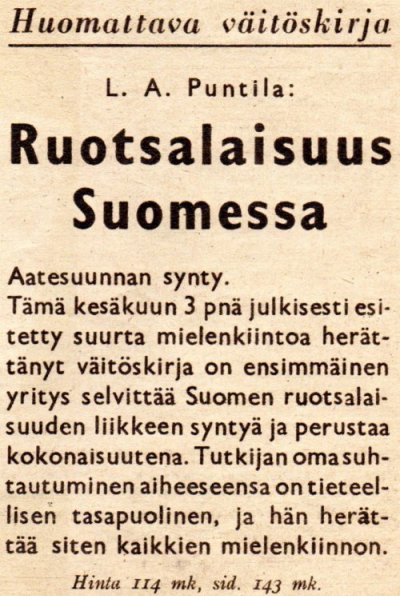 Puntilan kirjan mainos, SK 26/1944